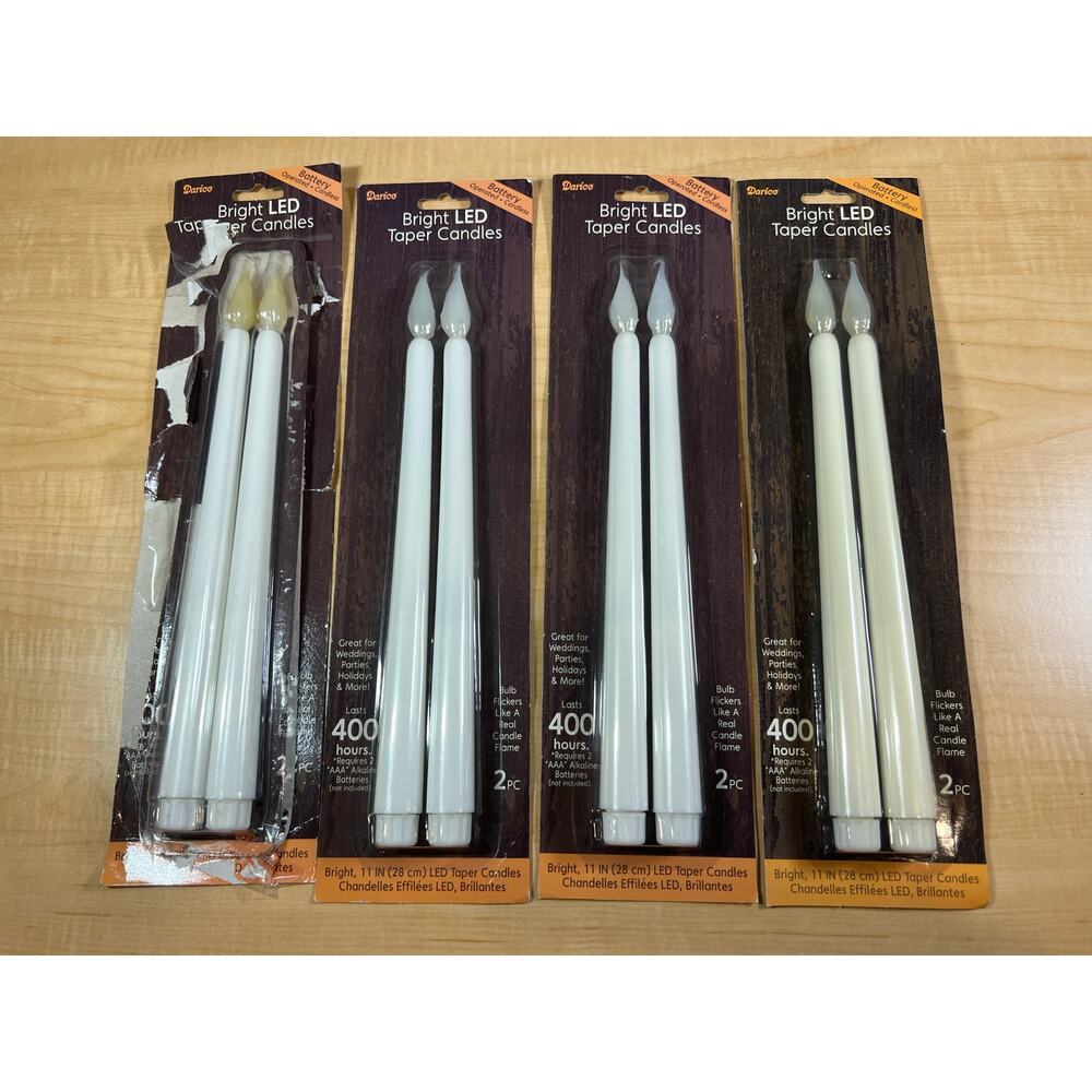 4 Packs Of LED Flameless Taper Candles Battery Operated 8 Candles In All